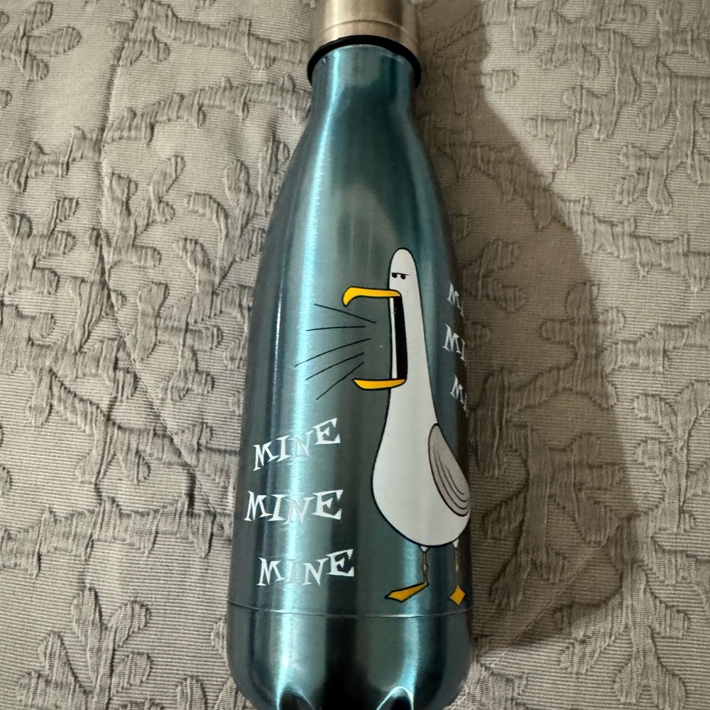 Blue Insulated Water Bottle with Seagull Design